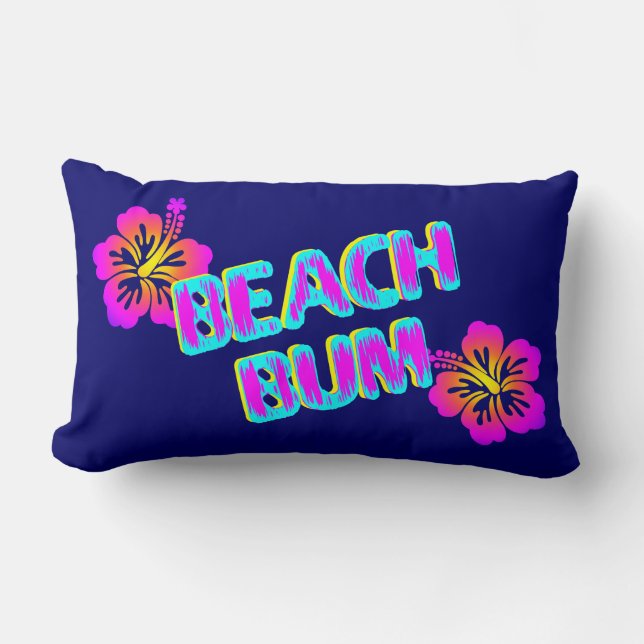 Beach Beach Hibiscus Flower Blue Pillow Kussen (Voorkant)