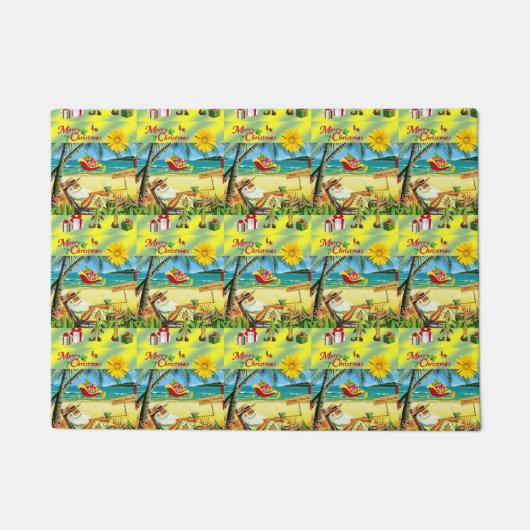 Beach Beach Santa Kerstdeur Mat (Voorkant)