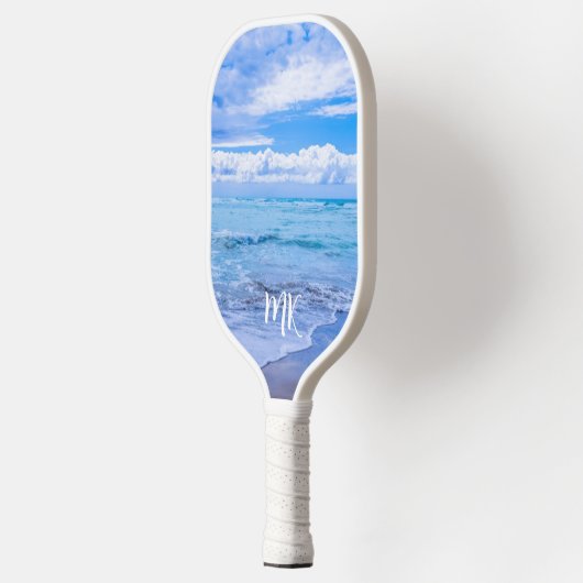 Beach Beauful Blue Sky Clouds Monogramed Pickleball Paddle (Links)