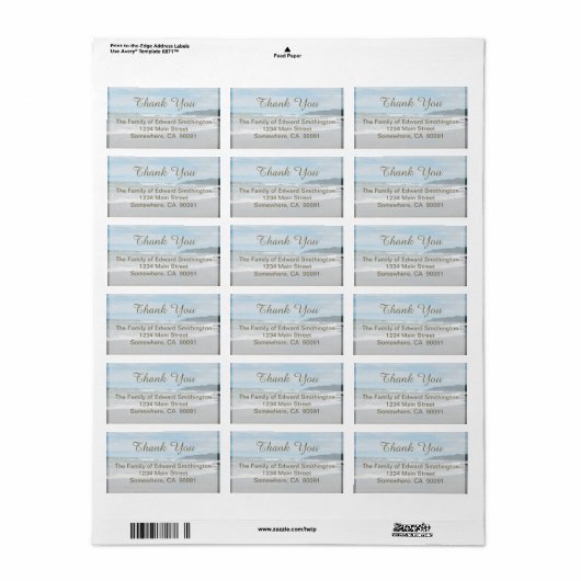 Beach Bedankt Etiket (Full Sheet)