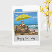 Beach Beer Cat Funny Birthday Card Kaart (Gele Bloem)