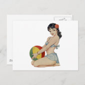 Beach Belle -  pop-upmeisje Briefkaart (Voorkant / Achterkant)