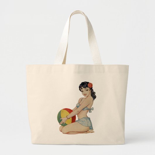 Beach Belle - pop-upmeisje Grote Tote Bag (Voorkant)