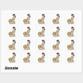 Beach Belle -  pop-upmeisje Vierkante Sticker (Vel)