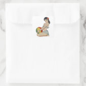 Beach Belle -  pop-upmeisje Vierkante Sticker (Tas)