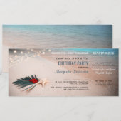 Beach Bestemming Party Boarding Pass Ticket Kaart (Voorkant / Achterkant)