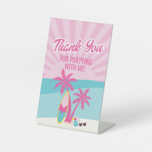 Beach Besties Laten we naar het feest gaan Roze ve Reclamebord Met Voetstuk