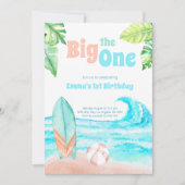 Beach Big One Birthday Invitation Kaart (Voorkant)