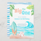 Beach Big One Birthday Invitation Kaart (Voorkant / Achterkant)