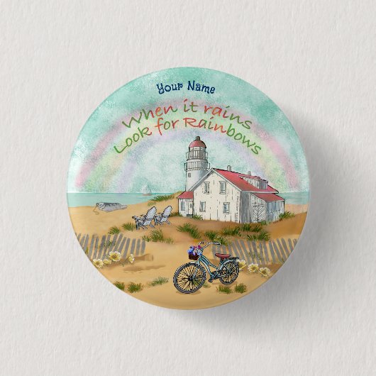 Beach Bike Lighthouse knop Ronde Button 3,2 Cm (Voorkant)