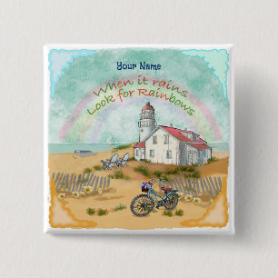 Beach Bike Lighthouse knop Vierkante Button 5,1 Cm