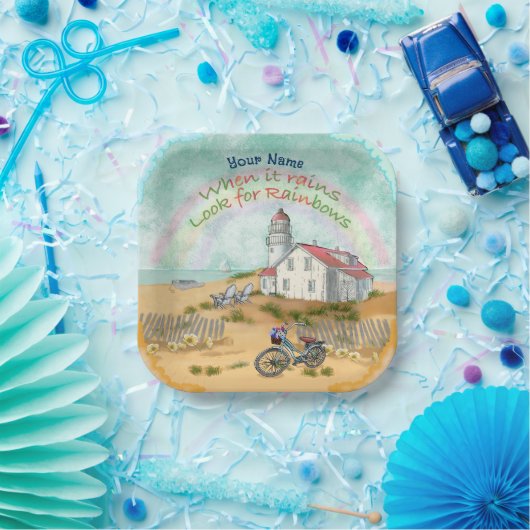 Beach Bike Lighthouse Papieren Bordje (Feest)