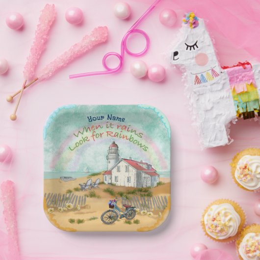 Beach Bike Lighthouse Papieren Bordje (Feest)