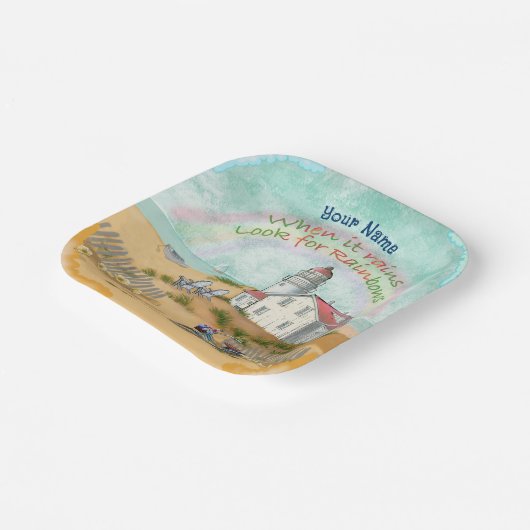 Beach Bike Lighthouse Papieren Bordje (Gebogen)