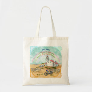 Beach Bike Lighthouse Tote Bag