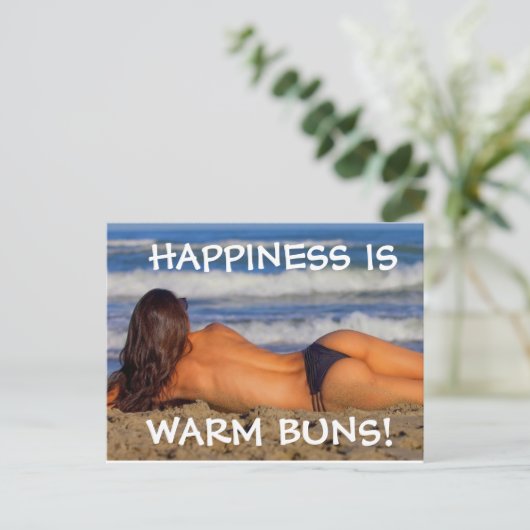 BEACH BIKINI G-STRING GIRL WARM BUNS BRIEFKAARTEN (Staand voorkant)
