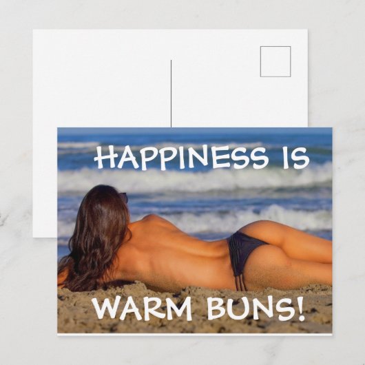 BEACH BIKINI G-STRING GIRL WARM BUNS BRIEFKAARTEN (Voorkant / Achterkant)