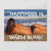 BEACH BIKINI G-STRING GIRL WARM BUNS BRIEFKAARTEN (Voorkant)