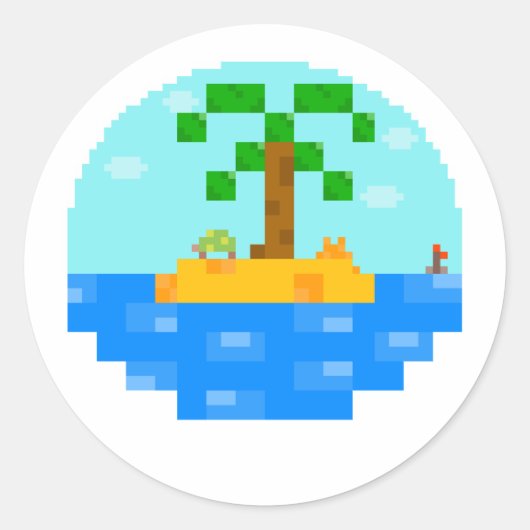 Beach Biome wereldbol [dag] Ronde Sticker (Voorkant)