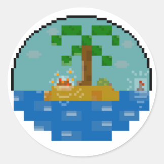 Beach Biome wereldbol [nacht] Ronde Sticker
