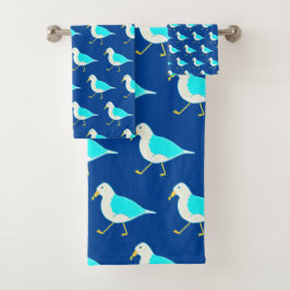 Beach Bird Art Blue Seagulae Bad Handdoek