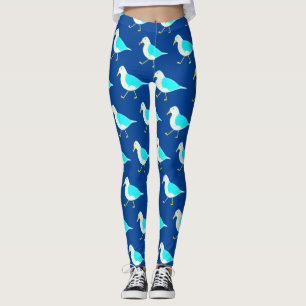 Beach Bird Art Blue Seagulae Leggings