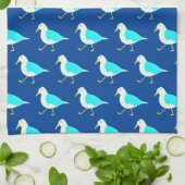 Beach Bird Art Blue Seagulae Theedoek (Gevouwen)
