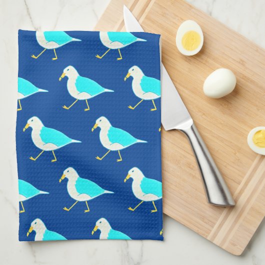 Beach Bird Art Blue Seagulae Theedoek (Quarter Fold)