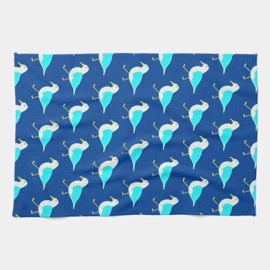 Beach Bird Art Blue Seagulae Theedoek (Horizontaal)