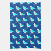 Beach Bird Art Blue Seagulae Theedoek (Verticaal)