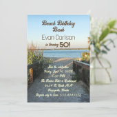 Beach Birthday Boardwalk Sand Unisex Party Kaart (Staand voorkant)