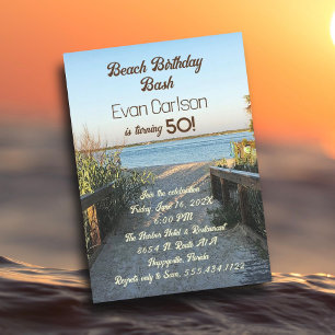 Beach Birthday Boardwalk Sand Unisex Party Kaart