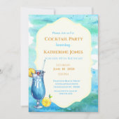 Beach Birthday Cocktail Party Blue Lagoon Kaart (Voorkant)