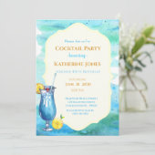 Beach Birthday Cocktail Party Blue Lagoon Kaart (Staand voorkant)