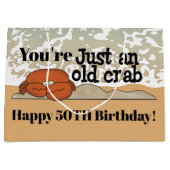 Beach Birthday crab add message and age bag Groot Cadeauzakje (Voorkant)