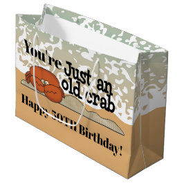 Beach Birthday crab add message and age bag Groot Cadeauzakje