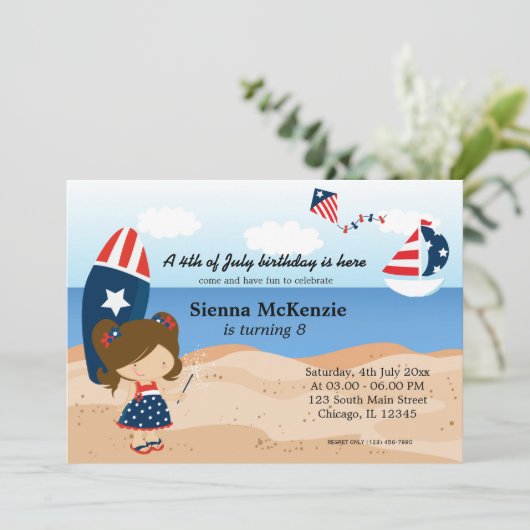 Beach Birthday Independence day Kaart (Staand voorkant)