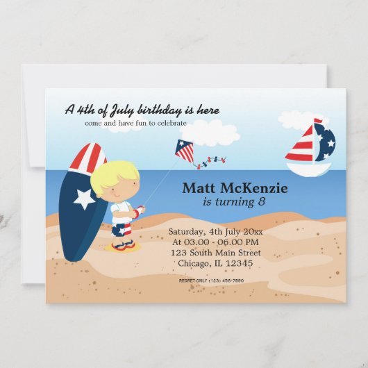 Beach Birthday Independence day Kaart (Voorkant)