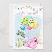 Beach Birthday Invitation, Beach Invitation Kaart (Voorkant)