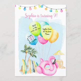 Beach Birthday Invitation, Beach Invitation Kaart