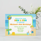 Beach Birthday Invitation Beach Party Boy Kaart (Staand voorkant)