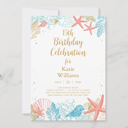Beach Birthday Invitation Kaart (Voorkant)