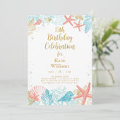 Beach Birthday Invitation Kaart (Staand voorkant)
