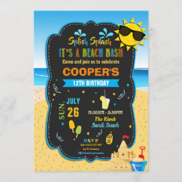 Beach Birthday Party Bash Sand Castle Summer Boy Kaart