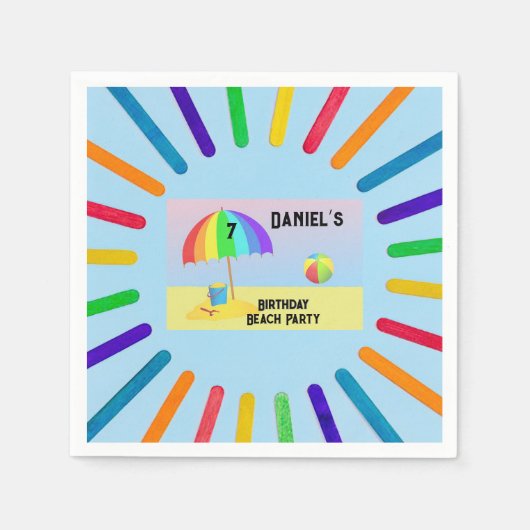 “Beach Birthday Party”-cocktail Servet (Voorkant)