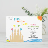 Beach Birthday Party Invitation Kaart (Staand voorkant)