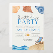 Beach Birthday Party Invitation Kaart (Voorkant / Achterkant)