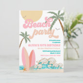 Beach Birthday Party Invitation Kaart (Staand voorkant)