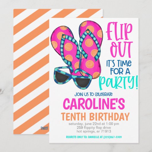 Beach Birthday Party Invitation Kaart (Voorkant / Achterkant)