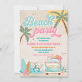 Beach Birthday Party Invitation Kaart (Voorkant)